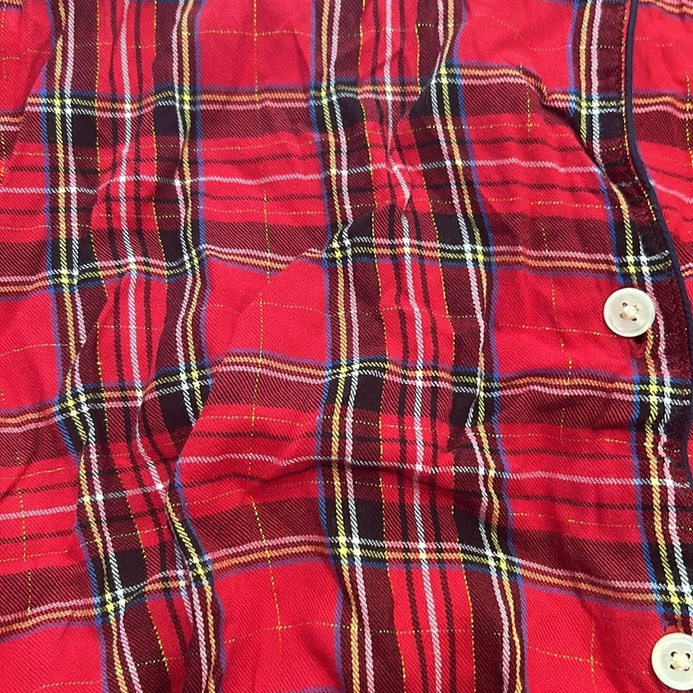 3X J. Crew plaid button down pajama top and shorts set